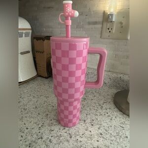 Simple Modern 40oz Pink Checkered Tumbler with Straw